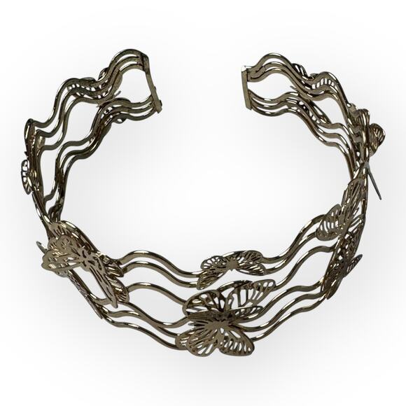 Vintage Y2K Gold 3D Butterfly Arm Cuff Bracelet Adjustable Upper Arm Jewelry - Picture 6 of 6